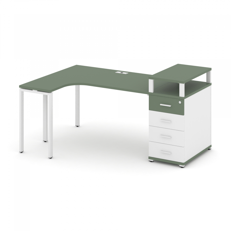 Concept Стол эргономичный CN.SA-406(L) W Кобо/Белый Бриллиант/Металл Белый 2000*1180*917