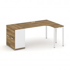 Concept Стол эргономичный с опорным распаш. шкафом CN.SA-209(R) W Сандал Янтарный/Белый Бриллиант/Ме