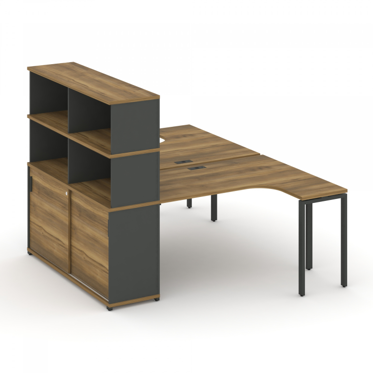 Concept Рабочая станция с опорным шкафом-купе с надставкой выс. CN.DSA-221 A Сандал Янтарный/Антраци