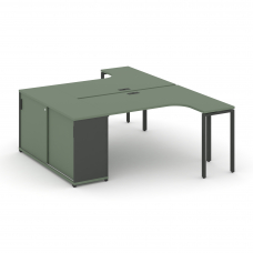 Concept Рабочая станция с опорным шкафом-купе CN.DSA-218 A Кобо/Антрацит/Металл Антрацит 2000*1480*7