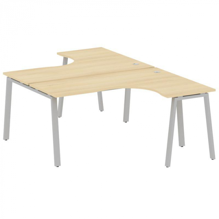 Metal System Рабочая станция криволинейная на А-образном м/к БА.РАС-СА-2.4 Акация Лорка/Металл Серый