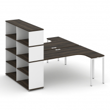 Concept Рабочая станция с опорным стеллажом с надставкой выс. CN.DSA-208 Дуб Мали/Белый Бриллиант/Ме