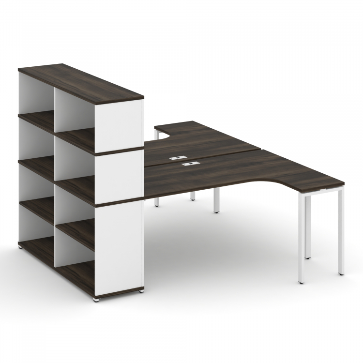 Concept Рабочая станция с опорным стеллажом с надставкой выс. CN.DSA-208 Дуб Мали/Белый Бриллиант/Ме