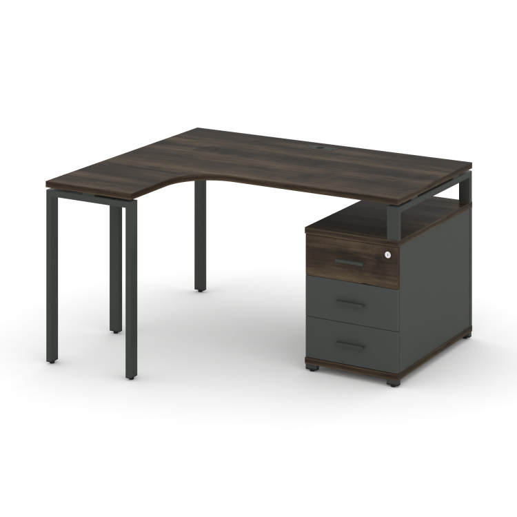 Concept Стол эргономичный с опорной тумбой CN.SA-301(L) A Дуб Мали/Антрацит/Металл Антрацит 1380/174