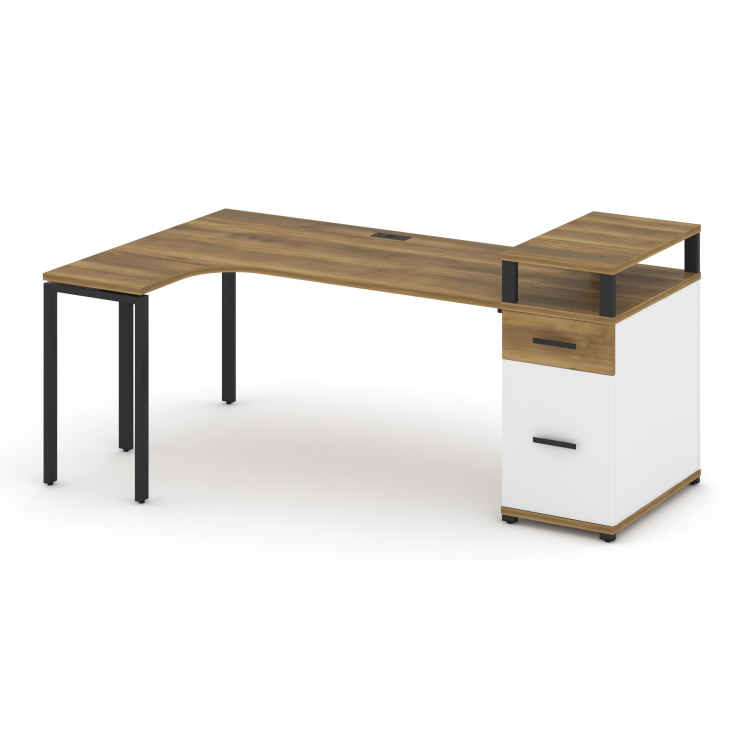 Concept Стол эргономичный CN.SA-408(L) B Сандал Янтарный/Белый Бриллиант/Металл Черный 2000*1180*917