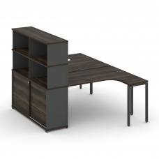 Concept Рабочая станция с опорным шкафом-купе с надставкой выс. CN.DSA-221 A Дуб Мали/Антрацит/Метал