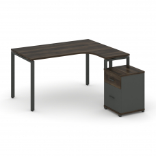 Concept Стол эргономичный с опорной тумбой CN.SA-306(R) A Дуб Мали/Антрацит/Металл Антрацит 1380*118