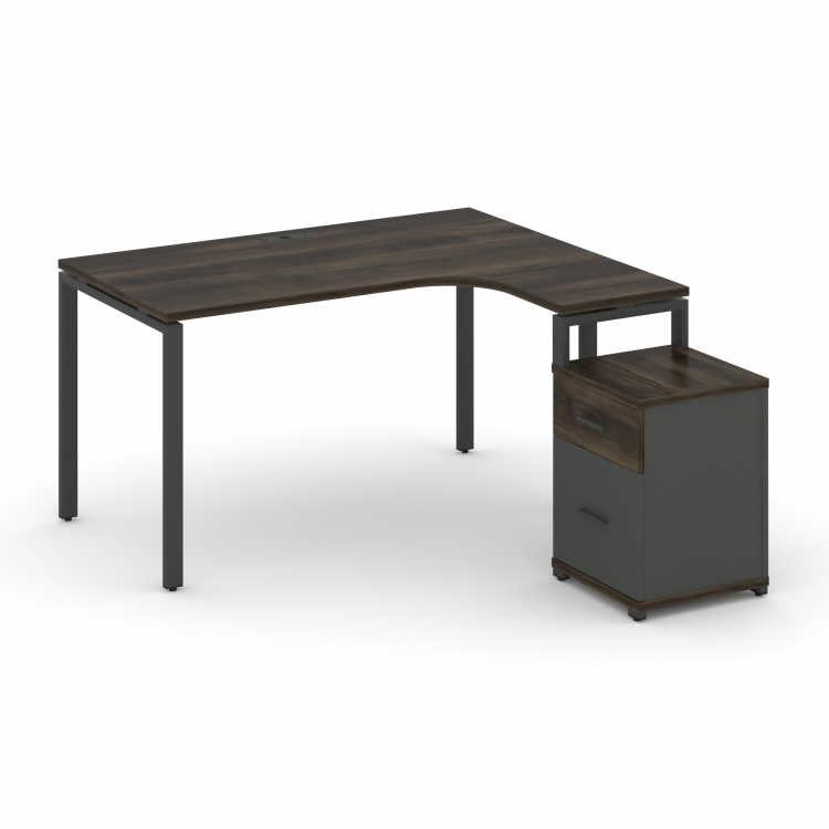 Concept Стол эргономичный с опорной тумбой CN.SA-306(R) A Дуб Мали/Антрацит/Металл Антрацит 1380*118