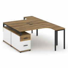 Concept Рабочая станция с двойной опорной тумбой CN.DSA-304 B Сандал Янтарный/Белый Бриллиант/Металл