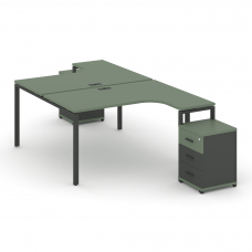 Concept Рабочая станция с 2 опорными тумбами CN.DSA-306 A Кобо/Антрацит/Металл Антрацит 1580*2400*75