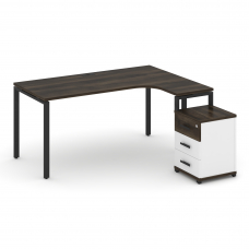 Concept Стол эргономичный с опорной тумбой CN.SA-307(R) B Дуб Мали/Белый Бриллиант/Металл Черный 158