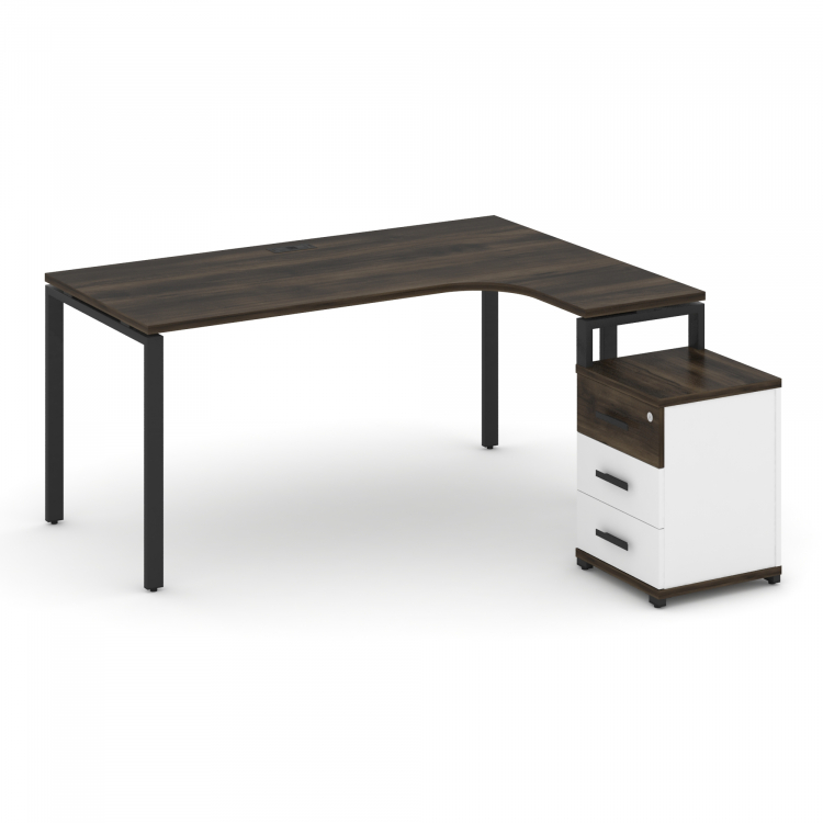 Concept Стол эргономичный с опорной тумбой CN.SA-307(R) B Дуб Мали/Белый Бриллиант/Металл Черный 158