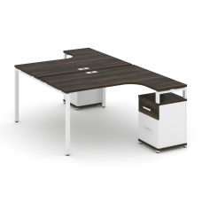 Concept Рабочая станция с 2 опорными тумбами CN.DSA-307 W Дуб Мали/Белый Бриллиант/Металл Белый 1380