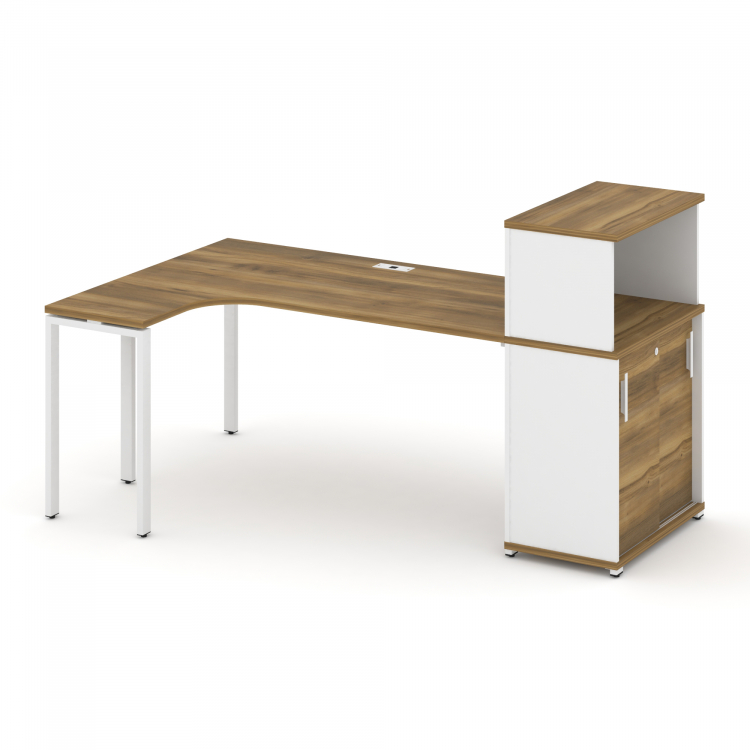 Concept Стол эргономичный с опорным шкафом-купе с надставкой низ. CN.SA-220(L) W Сандал Янтарный/Бе