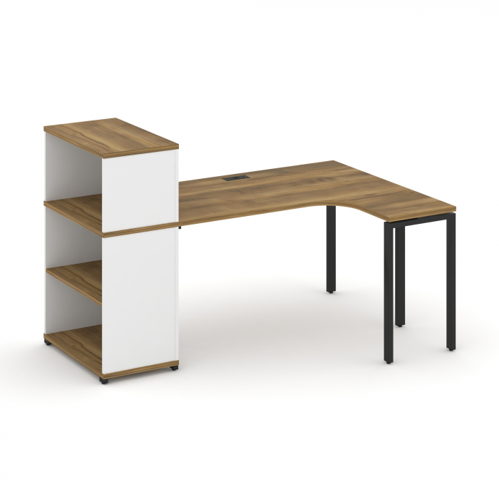 Концепт Стол эргономичный с опорным стеллажом с надставкой низ. CN.SA-205(R) Сандал Янтарный/Белый Б