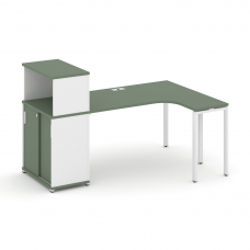 Concept Стол эргономичный с опорным шкафом-купе с надставкой низ. CN.SA-219(R) W Кобо/Белый Бриллиа