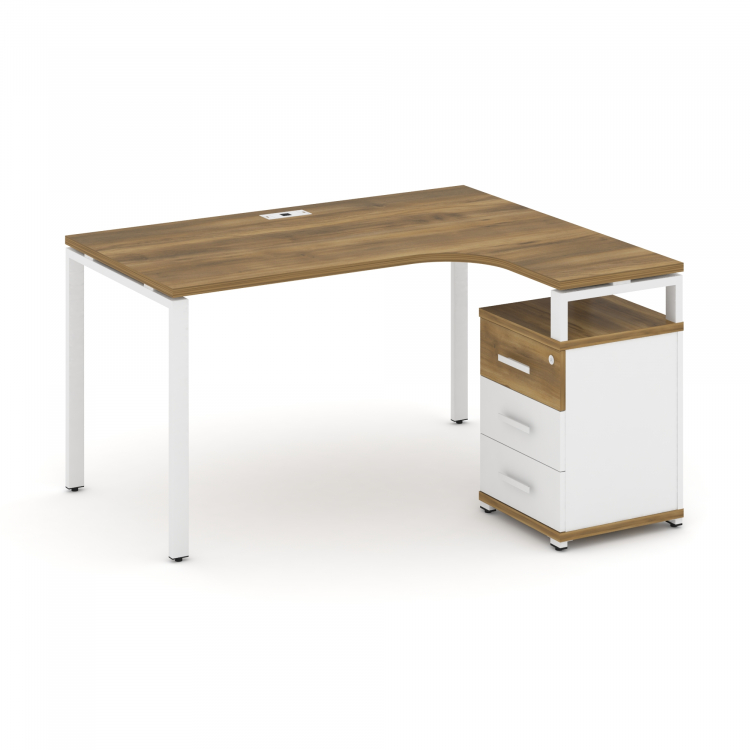 Concept Стол эргономичный с опорной тумбой CN.SA-305(R) W Сандал Янтарный/Белый Бриллиант/Металл Бел