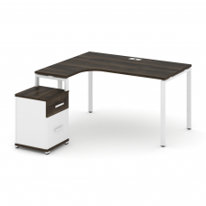 Concept Стол эргономичный с опорной тумбой CN.SA-306(L) W Дуб Мали/Белый Бриллиант/Металл Белый 1380