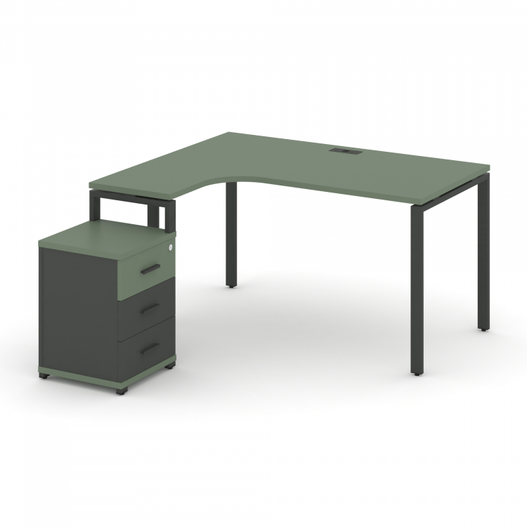 Concept Стол эргономичный с опорной тумбой CN.SA-305(L) A Кобо/Антрацит/Металл Антрацит 1380*1180/15