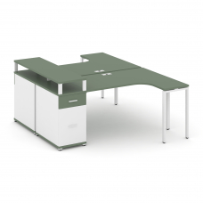 Concept Рабочая станция CN.DSA-407 W Кобо/Белый Бриллиант/Металл Белый 1800*1180*917