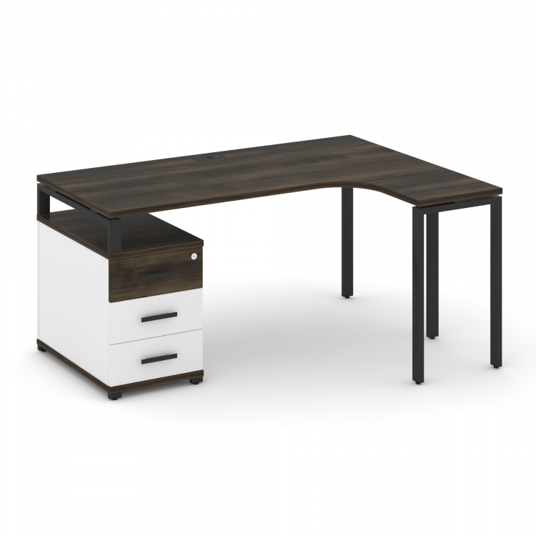 Concept Стол эргономичный с опорной тумбой CN.SA-303(R) B Дуб Мали/Белый Бриллиант/Металл Черный 158