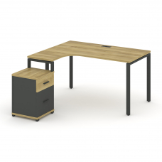 Concept Стол эргономичный с опорной тумбой CN.SA-306(L) A Дуб Винченцо/Антрацит/Металл Антрацит 1380