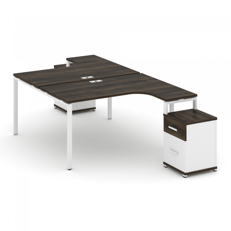 Concept Рабочая станция с 2 опорными тумбами CN.DSA-307 W Дуб Мали/Белый Бриллиант/Металл Белый 1380