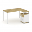 Concept Стол эргономичный с опорной тумбой CN.SA-306(R) W Дуб Винченцо/Белый Бриллиант/Металл Белый