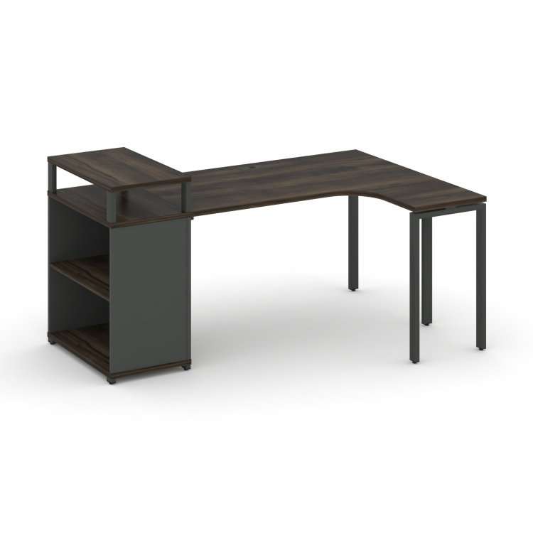 Concept Стол эргономичный с опорным стеллажом с верх. горизонтом CN.SA-204(R) Дуб Мали/Антрацит/Мета