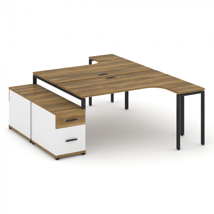 Concept Рабочая станция с двойной опорной тумбой CN.DSA-304 B Сандал Янтарный/Белый Бриллиант/Металл