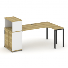 Concept Стол эргономичный с опорным шкафом-купе с надставкой низ. CN.SA-220(R) B Дуб Винченцо/Белый
