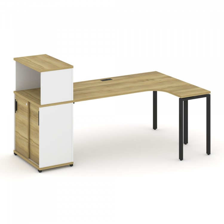 Concept Стол эргономичный с опорным шкафом-купе с надставкой низ. CN.SA-220(R) B Дуб Винченцо/Белый