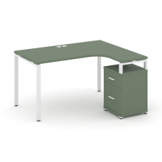 Concept Стол эргономичный с опорной тумбой CN.SA-308(R) W Кобо/Металл Белый 1580*1180/1546*750