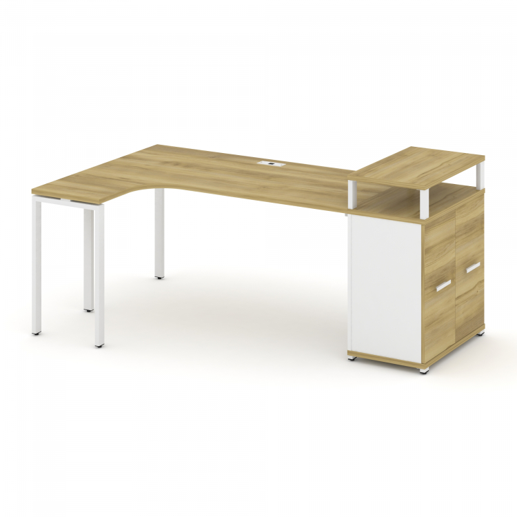 Concept Стол эргономичный с опорным распаш. шкафом с верх. горизонтом CN.SA-212(L) W Дуб Винченцо/Бе
