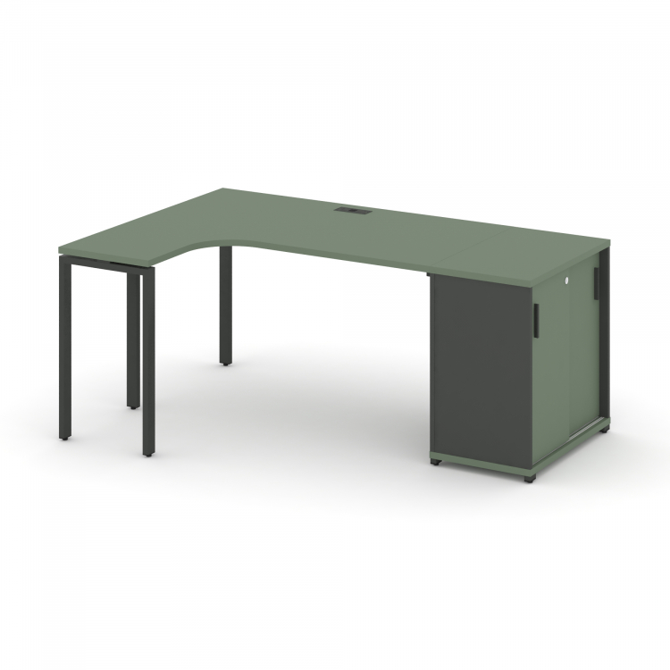Concept Стол эргономичный с опорным шкафом-купе CN.SA-218(L) A Кобо/Антрацит/Металл Антрацит 2000*1
