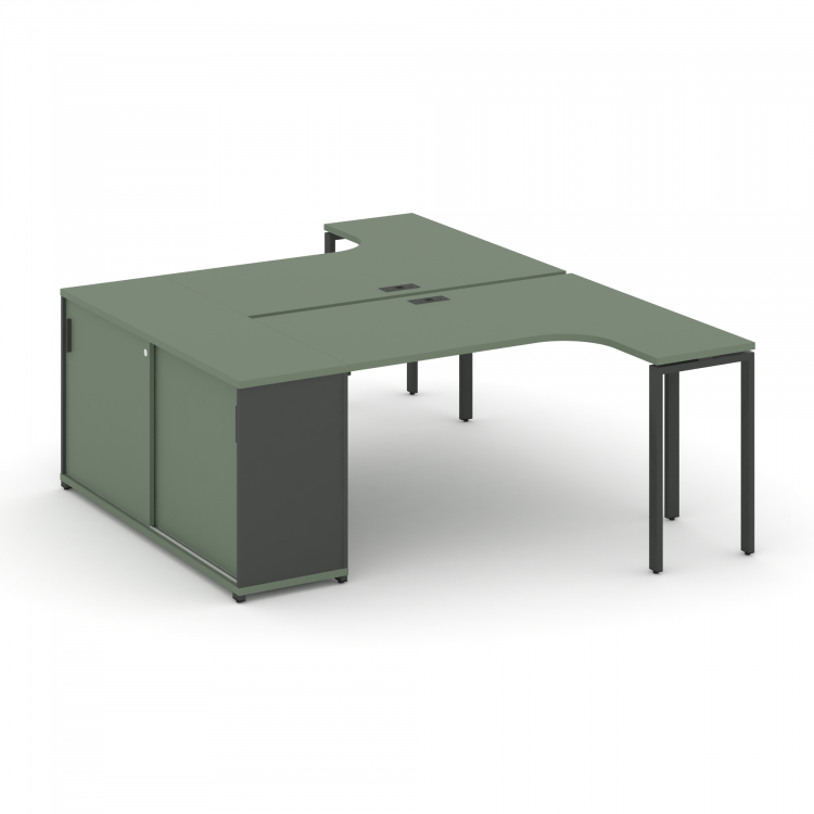 Concept Рабочая станция с опорным шкафом-купе CN.DSA-217 A Кобо/Антрацит/Металл Антрацит 1800*1480*7