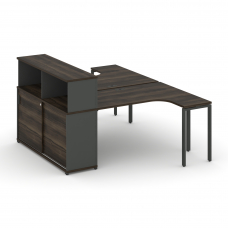 Concept Рабочая станция с опорным шкафом-купе с надставкой низ. CN.DSA-220 A Дуб Мали/Антрацит/Метал
