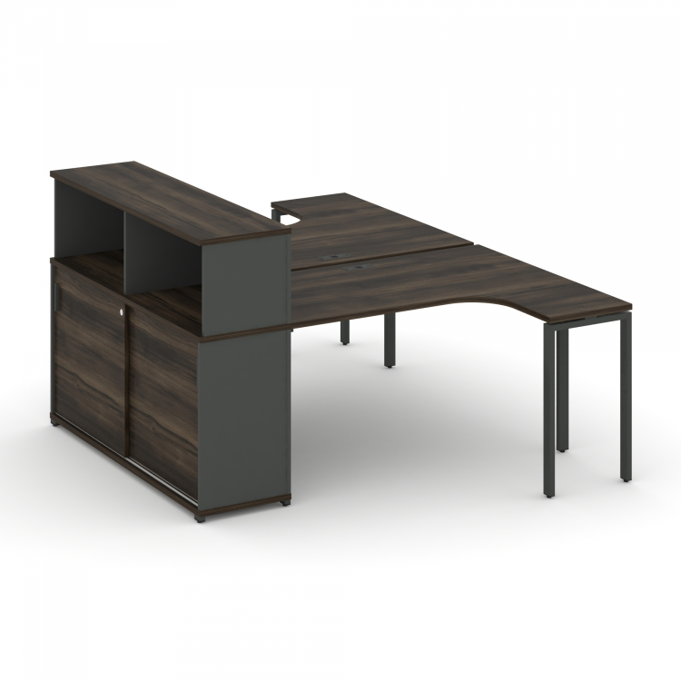 Concept Рабочая станция с опорным шкафом-купе с надставкой низ. CN.DSA-220 A Дуб Мали/Антрацит/Метал