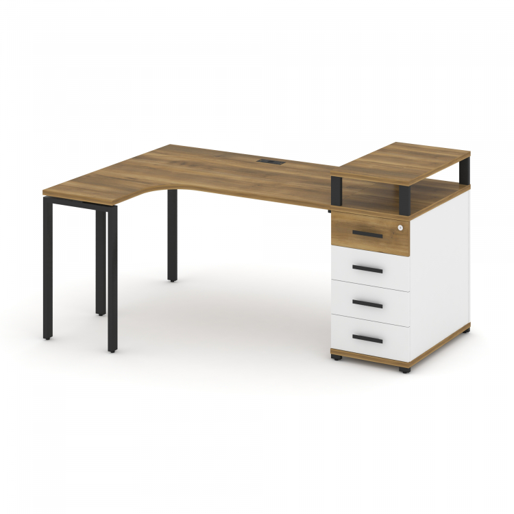 Concept Стол эргономичный CN.SA-405(L) B Сандал Янтарный/Белый Бриллиант/Металл Черный 1800*1180*917