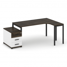 Concept Стол эргономичный с опорной тумбой CN.SA-303(R) B Дуб Мали/Белый Бриллиант/Металл Черный 158