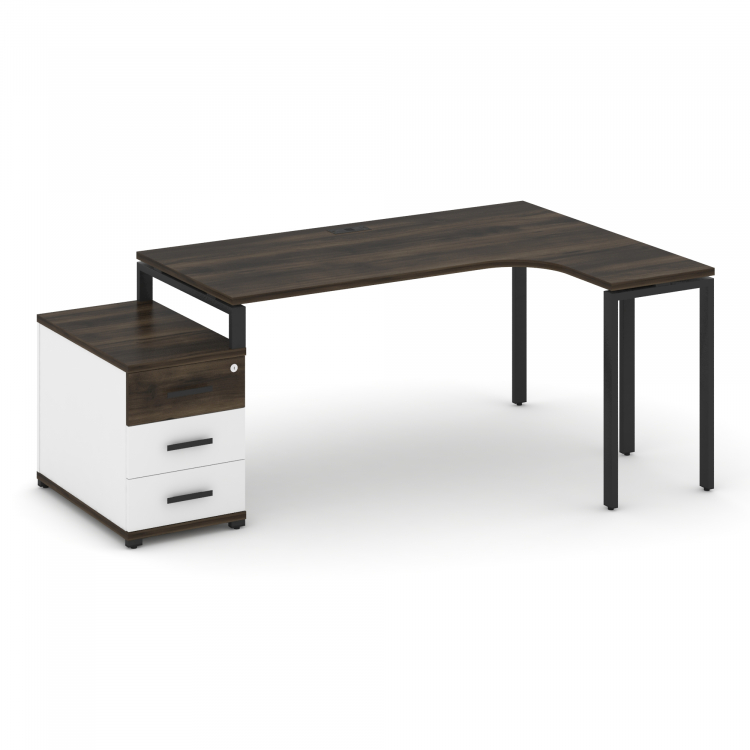 Concept Стол эргономичный с опорной тумбой CN.SA-303(R) B Дуб Мали/Белый Бриллиант/Металл Черный 158