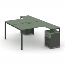 Concept Рабочая станция с 2 опорными тумбами CN.DSA-306 A Кобо/Антрацит/Металл Антрацит 1580*2400*75