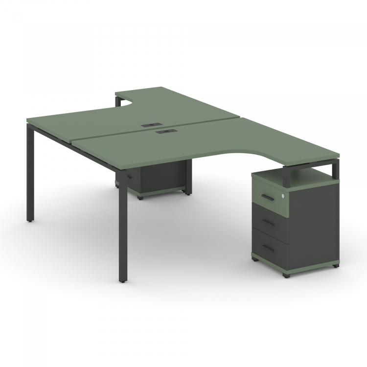 Concept Рабочая станция с 2 опорными тумбами CN.DSA-306 A Кобо/Антрацит/Металл Антрацит 1580*2400*75