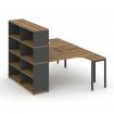 Concept Рабочая станция с опорным стеллажом с надставкой выс. CN.DSA-207 Сандал Янтарный/Антрацит/Ме