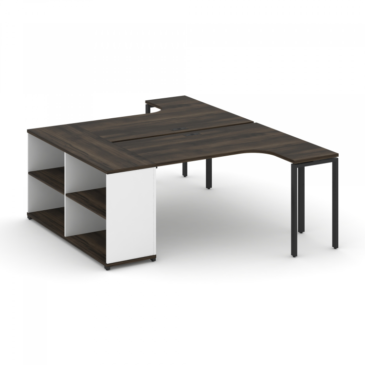 Concept Рабочая станция с опорным стеллажом CN.DSA-201 Дуб Мали/Белый Бриллиант/Металл Черный 1800*1