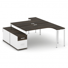 Concept Рабочая станция с двойной опорной тумбой CN.DSA-304 W Дуб Мали/Белый Бриллиант/Металл Белый