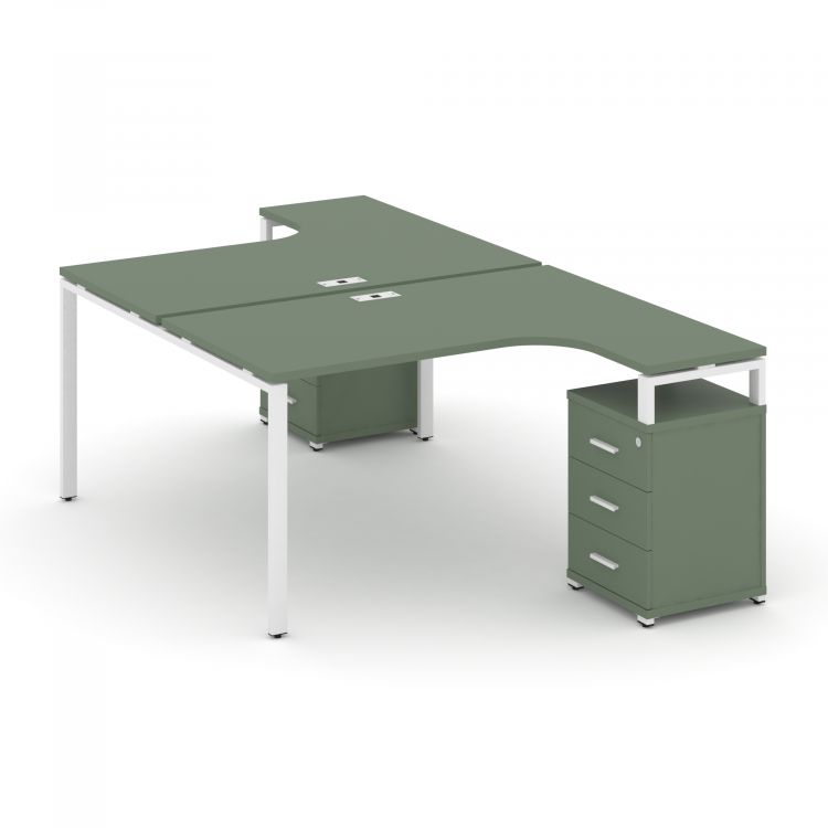 Concept Рабочая станция с 2 опорными тумбами CN.DSA-306 W Кобо/Металл Белый 1580*2400*750