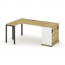 Concept Стол эргономичный с опорным шкафом-купе CN.SA-217(L) B Дуб Винченцо/Белый Бриллиант/Металл