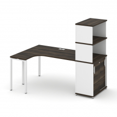Concept Стол эргономичный с опорным шкафом-купе с надставкой выс. CN.SA-221(L) W Дуб Мали/Белый Бри