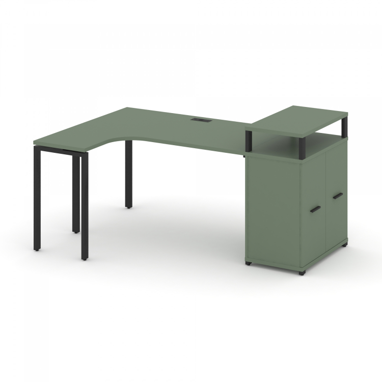 Concept Стол эргономичный с опорным распаш. шкафом с верх. горизонтом CN.SA-212(L) A Кобо/Антрацит/М